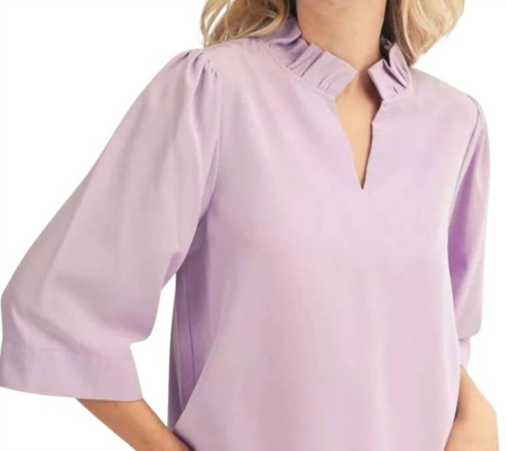 NEW JODIFL 3/4 sleeves crinkled solid top in lavender